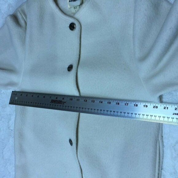 Vintage Aqua Sheen Women's Medium White Polar Fleece Button Front Jacket Pockets - Picture 5 of 8
